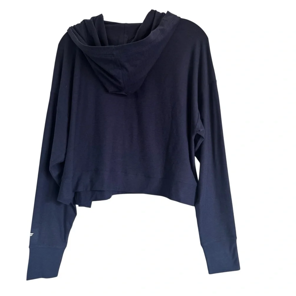 Fabletics Cloud Jersey Cropped Hoodie - Deep Navy Heather - Size Medium NEW - Picture 4 of 12